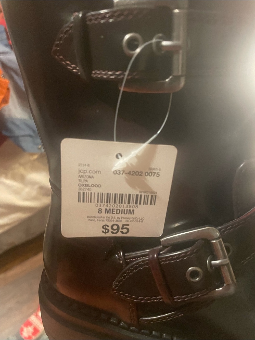 Women’s Glossy Brown Chelsea Boots with Buckle - Picture 5 of 6